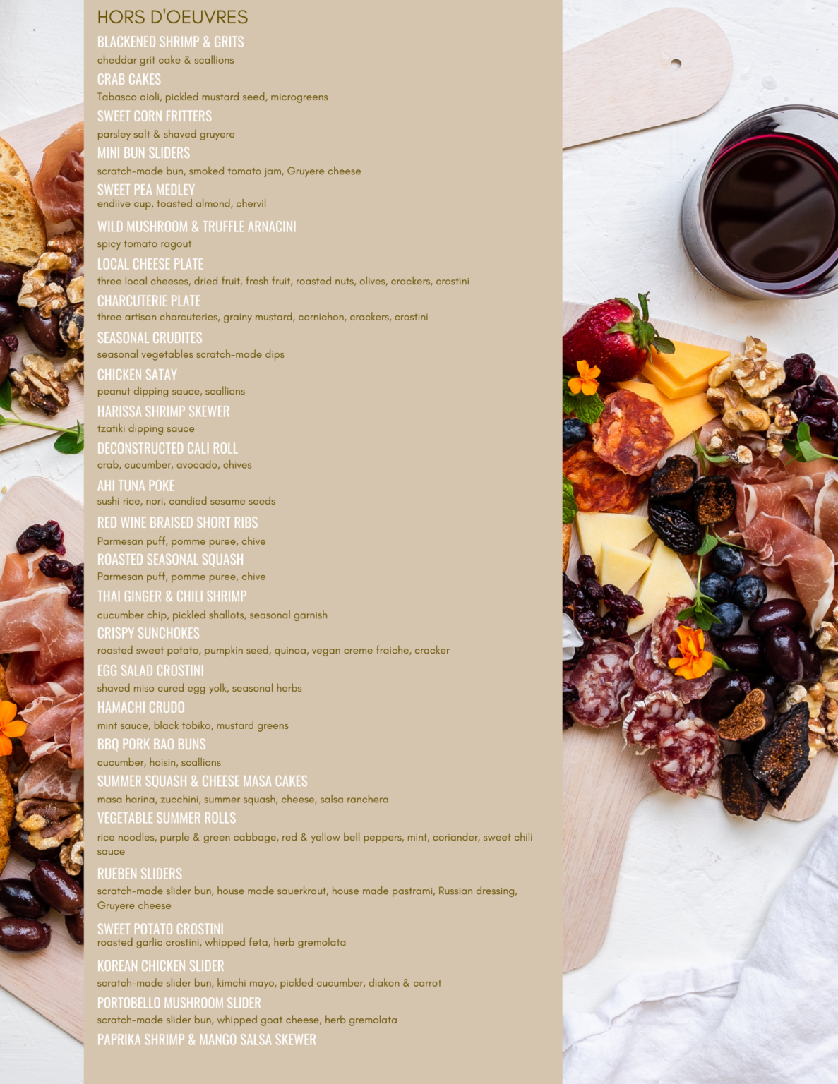 2021 Hors D'oeuvres List