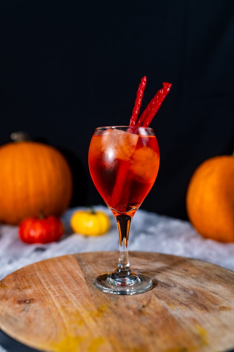 Spider Spritz, a Halloween Aperol Spritz recipe by Salt & Honey Catering.