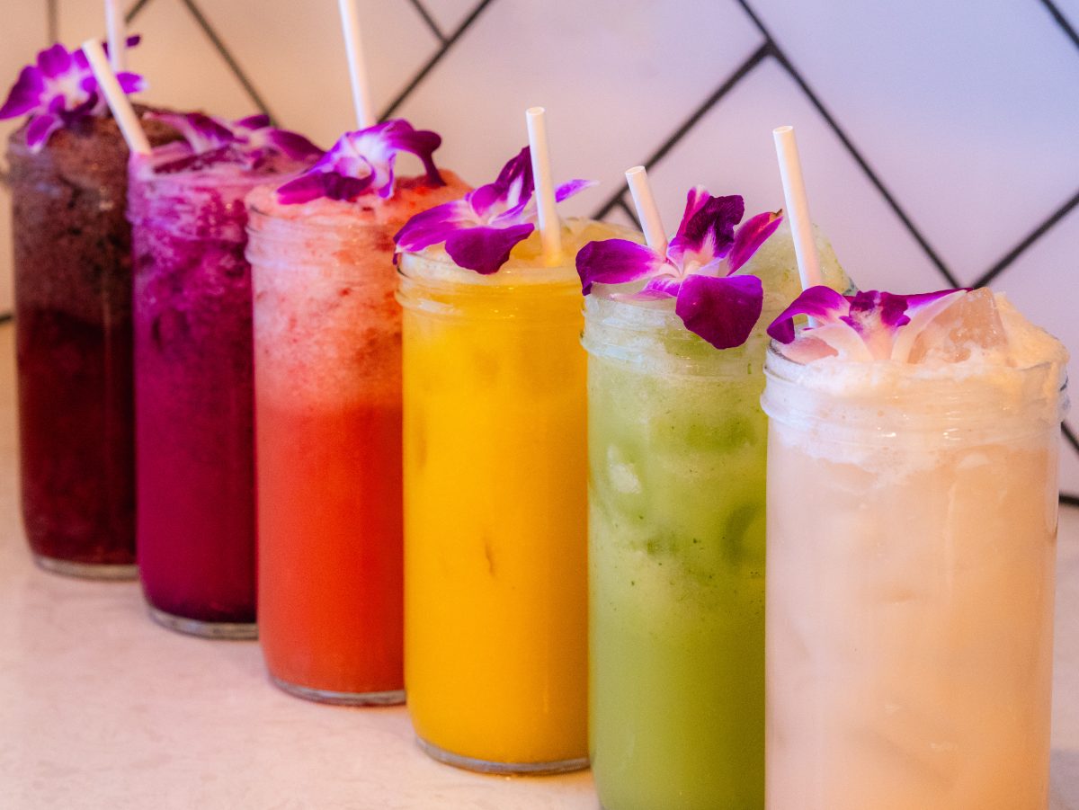 Selection of natural healthy alternatives to Gatorade made with whole fruits, pink sea salt, and coconut water.